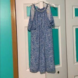 Michael Kors blue cut-sleeve mini dress